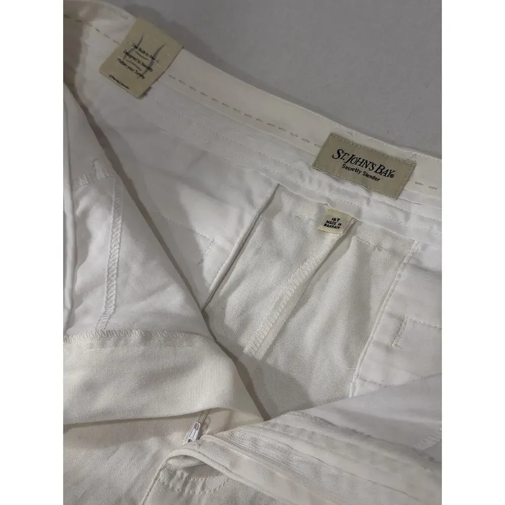 St. John's Bay White Capri Pants Twill Straight Leg Stretch Women Tall NEW - Picture 5 of 7